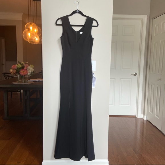 NWT Dress the Population SANDRA Black Sleeveless V-Neck Maxi Gown Fitted -  mordernwear.com